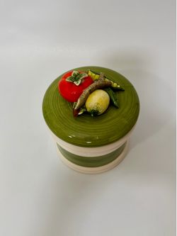 Vintage Garden Harvest Vegetable Ceramic Canister with Lid