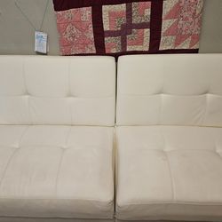 Cream pleather futon