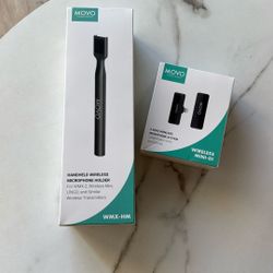 Movo WMX-HM Mic Handle for DJI Mic, Rode Wireless GO, Hollyland Lark, and More - Wireless Interview Microphone Handle - Wireless Lav Mic Adapter for V