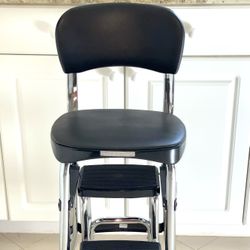 STEP STOOL - COSCO BLACK STYLAIRE RETRO CHAIR + STEP STOOL WITH PULL-OUT STEPS – MODEL: 11-120 CBB1 BLACK