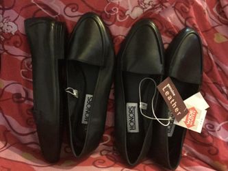 genuine leather black flat shoes sz 7.5