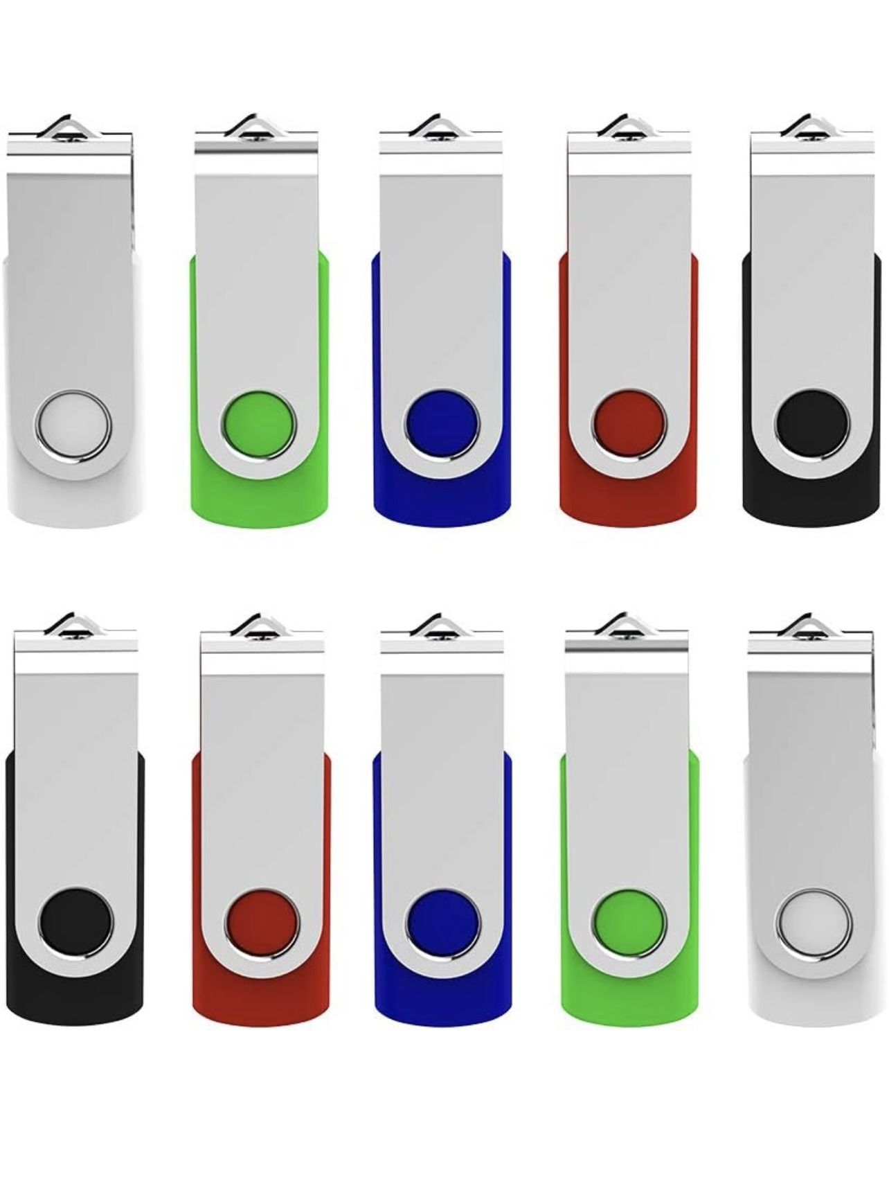 Flash Drive 32 GB USB Flash Drive 32gb 10 Pack Thumb Drive Jump Drive Flash Drives Memory Sticks Zip Drive, 10 Pack 5 Colors (Black, Blue, Green, Whit