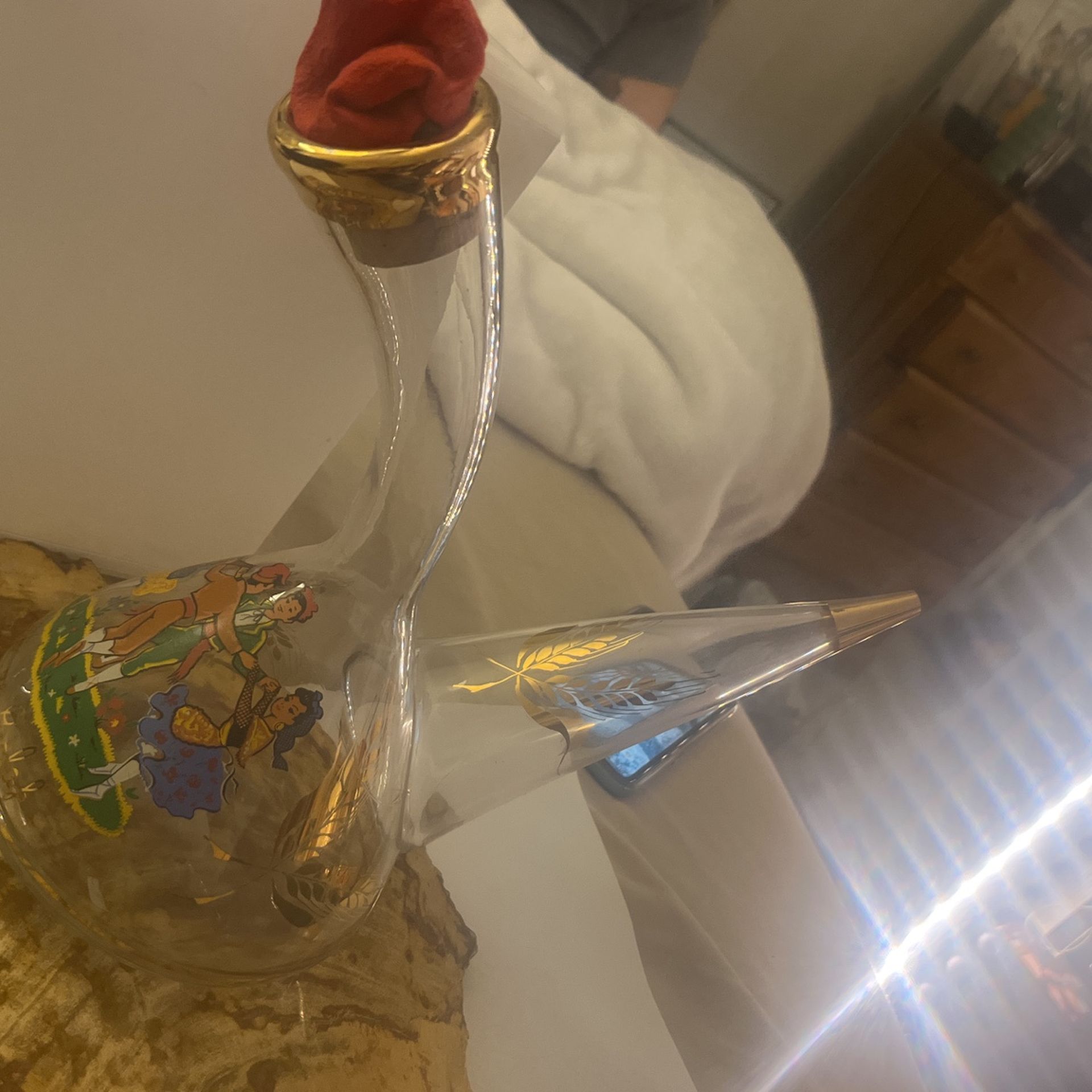 Vintage 1950s Hand Painted Wine Porrón from Spain (1646)