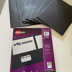 Avery 2 Pocket Black Folders, New