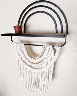 Boho Rainbow Macrame Shelf