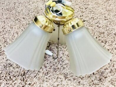 Vintage Ceiling Fan Light kit w/3 Globes Polished Brass