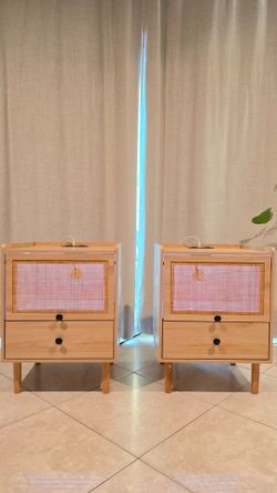 Pair of nightstands with led lights and charging ports