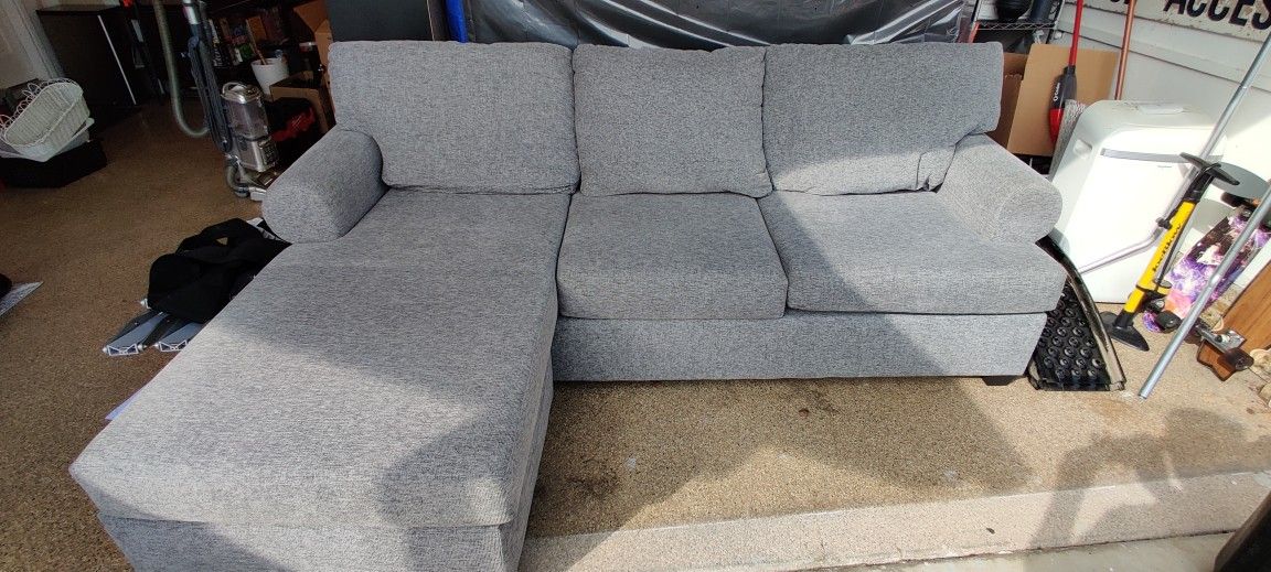 Living Spaces 99" Hampstead Graphite Sofa with Reversible Chaise