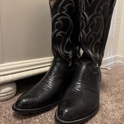 Authentic TONY LAMA Men’s Black Teju Lizard Western Boots