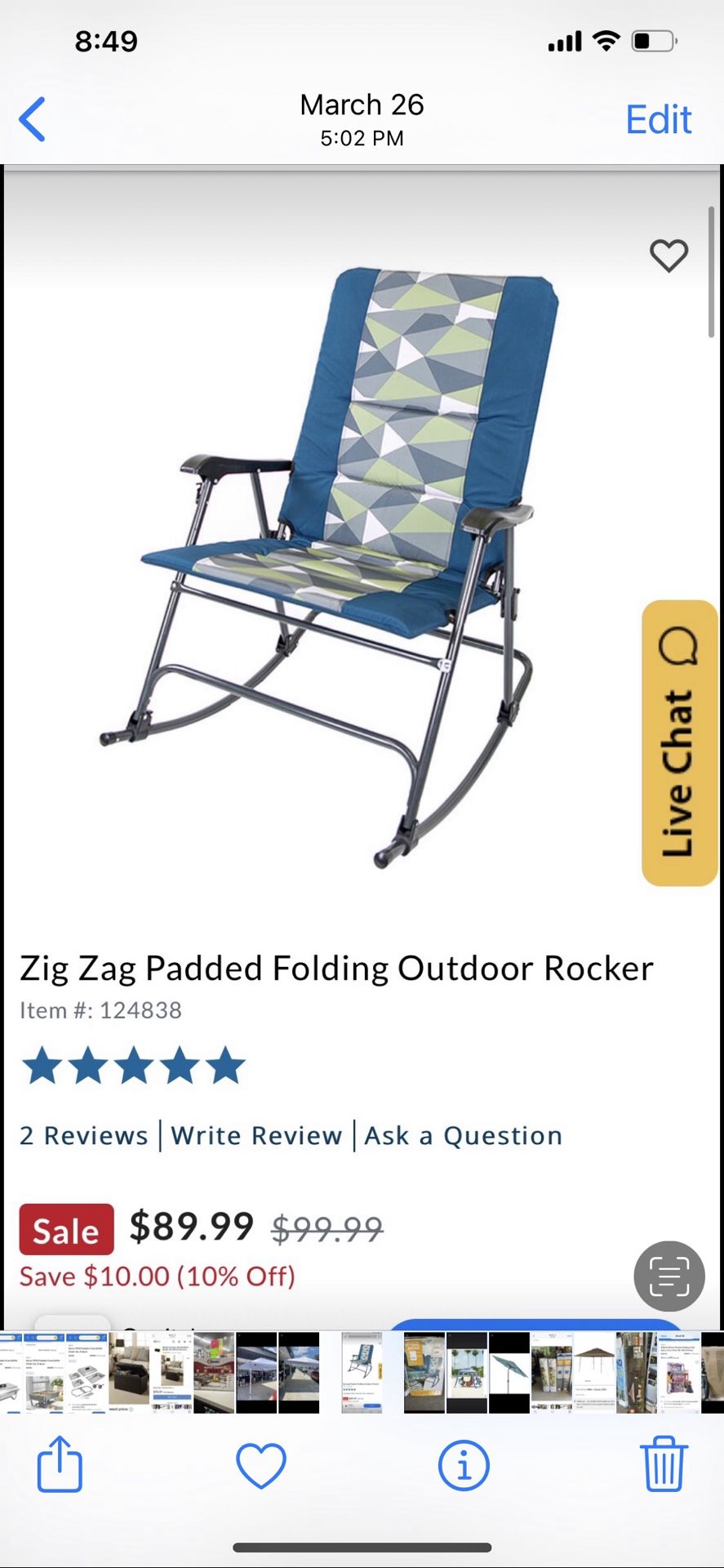 Rocker Chair Ozark Trail