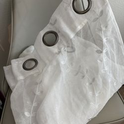 White Sheer floral Curtains 