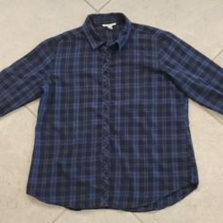 Women's BeachLunchLounge Button Front Shirt Size L Blue