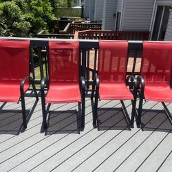  4 Red Deck Chairs