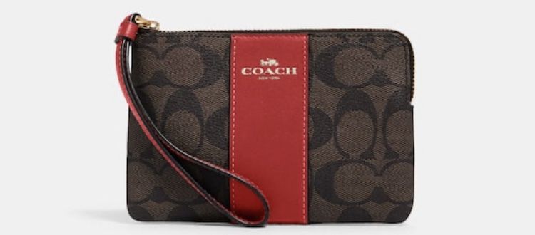 COACH WOMENS CORNER ZIP WRISTLET IN LEATHER