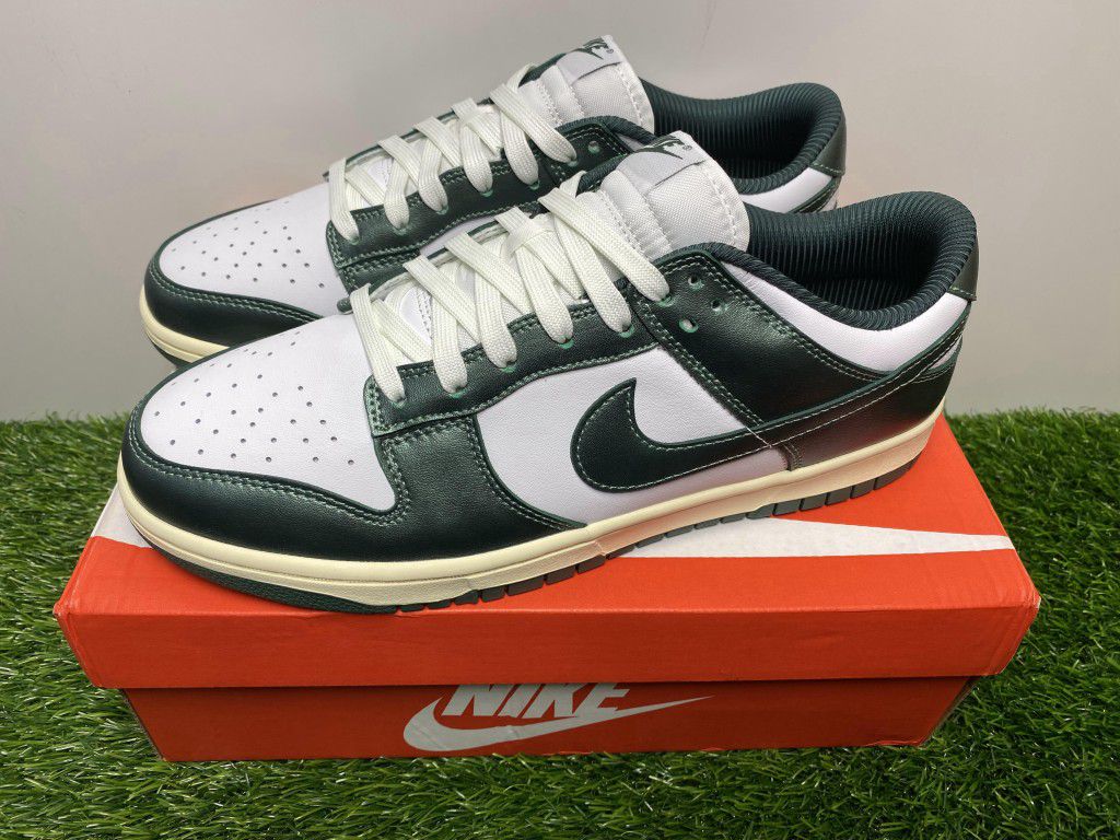 NIKE DUNK LOW RETRO VINTAGE GREEN WHITE BLACK NEW SNEAKERS SHOES SIZE 10 10.5 44 44.5 A5