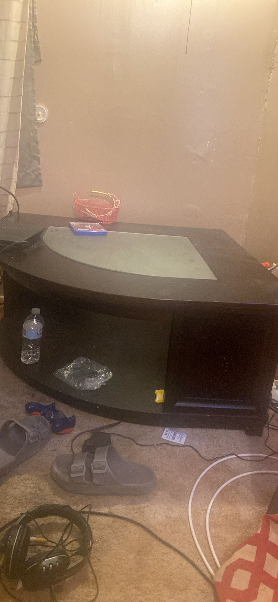Glass Top Corner Tv Stand 