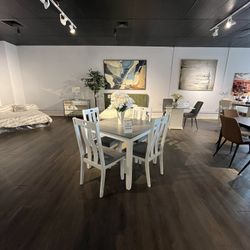 White 5PC Dining Table Set