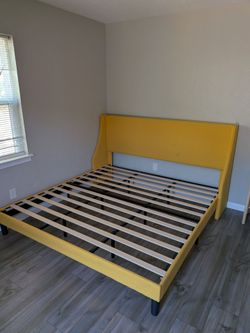 Yellow King Bed Frame (+ mattress)