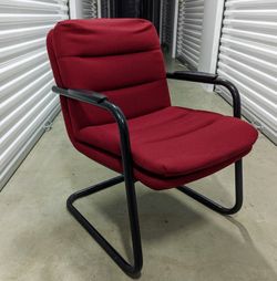 Black Tubular Office chair with Burgundy Red Upholstery 18 Available