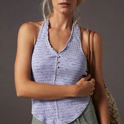 New with tag Anthropologie Pilcro Henley Halter Top size S. Lavender 
