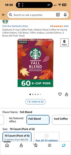 Starbucks Fall Blend K-Cup Pods 60 Count