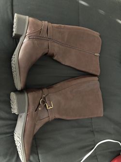 Brown leather boots