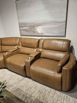 Sale... sale.. 6 Pc Modern Power recliner & headrest Leather Modular sectional!
