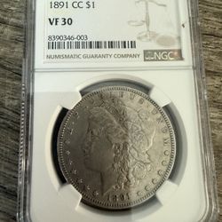 1891 CC Morgan Silver Dollar