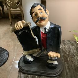 Vintage Italian Restaurant Waiter Statue - House Wine Menu Figure - Resin Bar Decor - Bistro Host Display - Kitchen Wine Cellar Decor