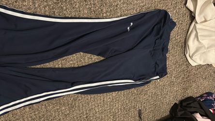 Adidas Navy Track Pants with White Stripes