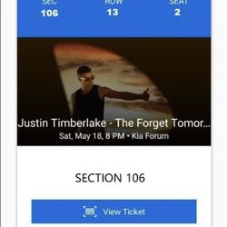 4 Tickets To Justin Timberlake - THE FORGET TOMORROW WORLD TOUR Is Available 