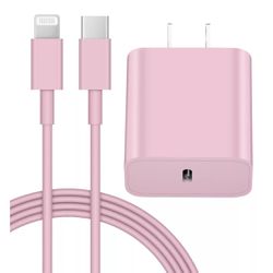 For iPhone 14 13 12 11 Fast Charger, 20W USB C Charger Block with 6FT Cable Pink