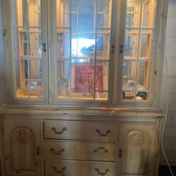 Hutch New Condition. Upper Detaches From Lower Cabinet. 70" Overall H. Solid Wood