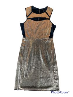 EUC BCBGMAXAZRIA Gold Sequin Holiday Mini Dress