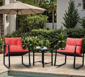 3 Pieces Patio Furniture Set Rocking weather-resistant Wicker rust-proof -$119