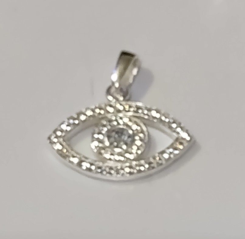 Sterling silver CZ evil eye pendant