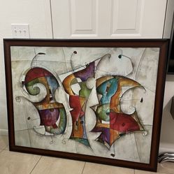 56 x 43 Gorgeous Abstract Framed Wall Picture Excellent Shape And Very Attractive 