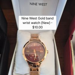 Nine West Gold Wrist Watch New 
