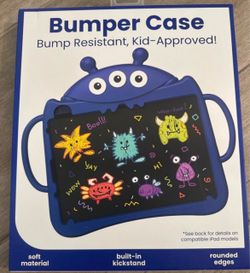 Kids iPad Bumper Case Blue Monster Design