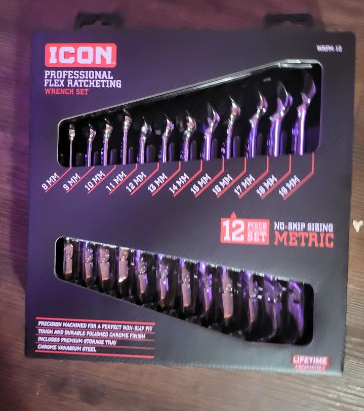 Icon Metric Flex-Head Ratcheting Wrench Set