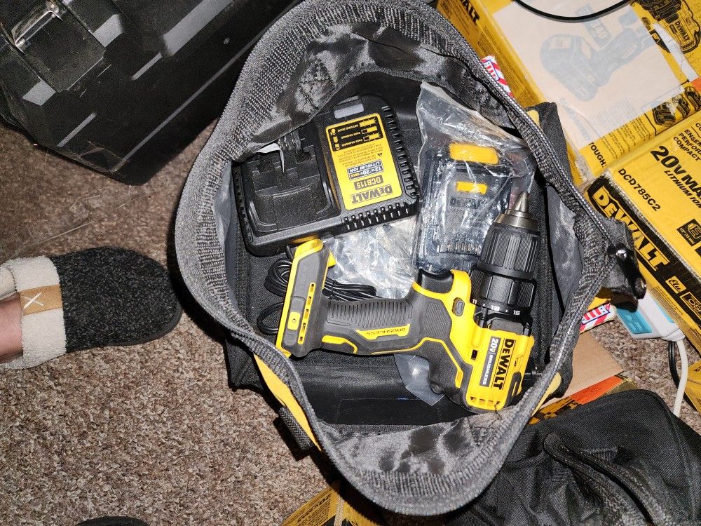Drill, Battery, Clip, Charger And Bag