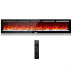 98in Large Recessed Or Wall Hang Electric Fireplace Heater 