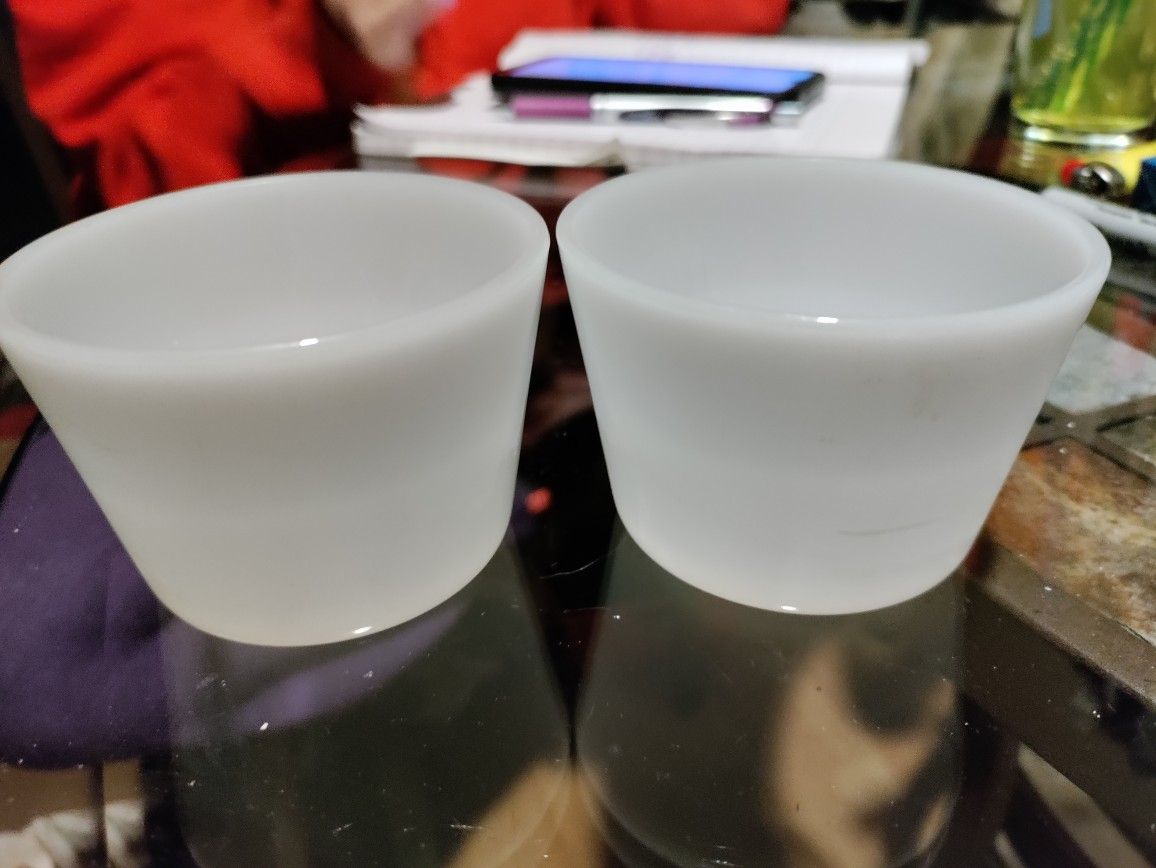 White Glass Custard Cup Ramecan 3 3/8 Inch Diameter