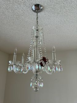 Crystal Chandelier 5-Arm Iridescent Pendant Light