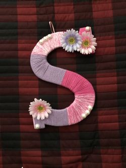 Floral name initials for kids room decor custom made on order