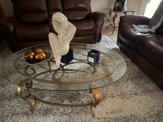 Glass Top Coffee Table with Metal Base