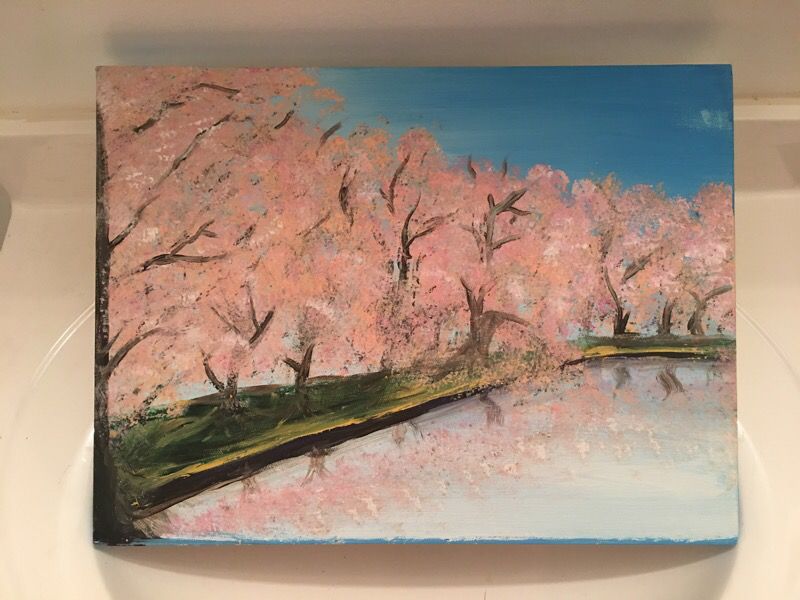 Hand-Painted Cherry Blossom Painting