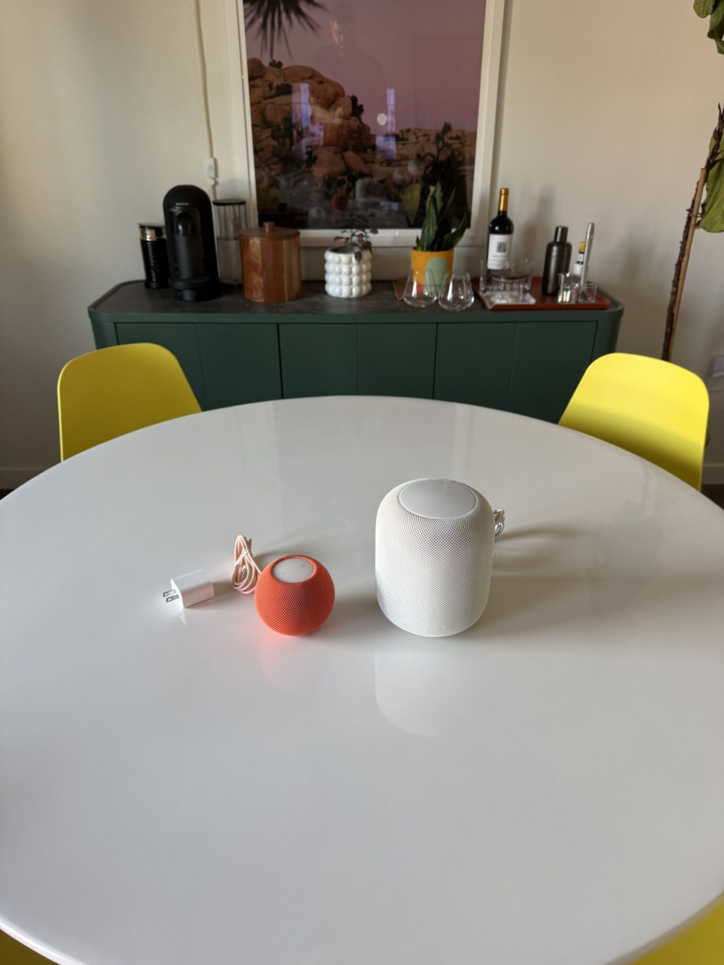 HomePod White And HomePod Mini Orange