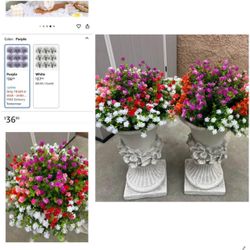 60 Piece Outdoor Artificial Flowers Plants Uv Resistant
