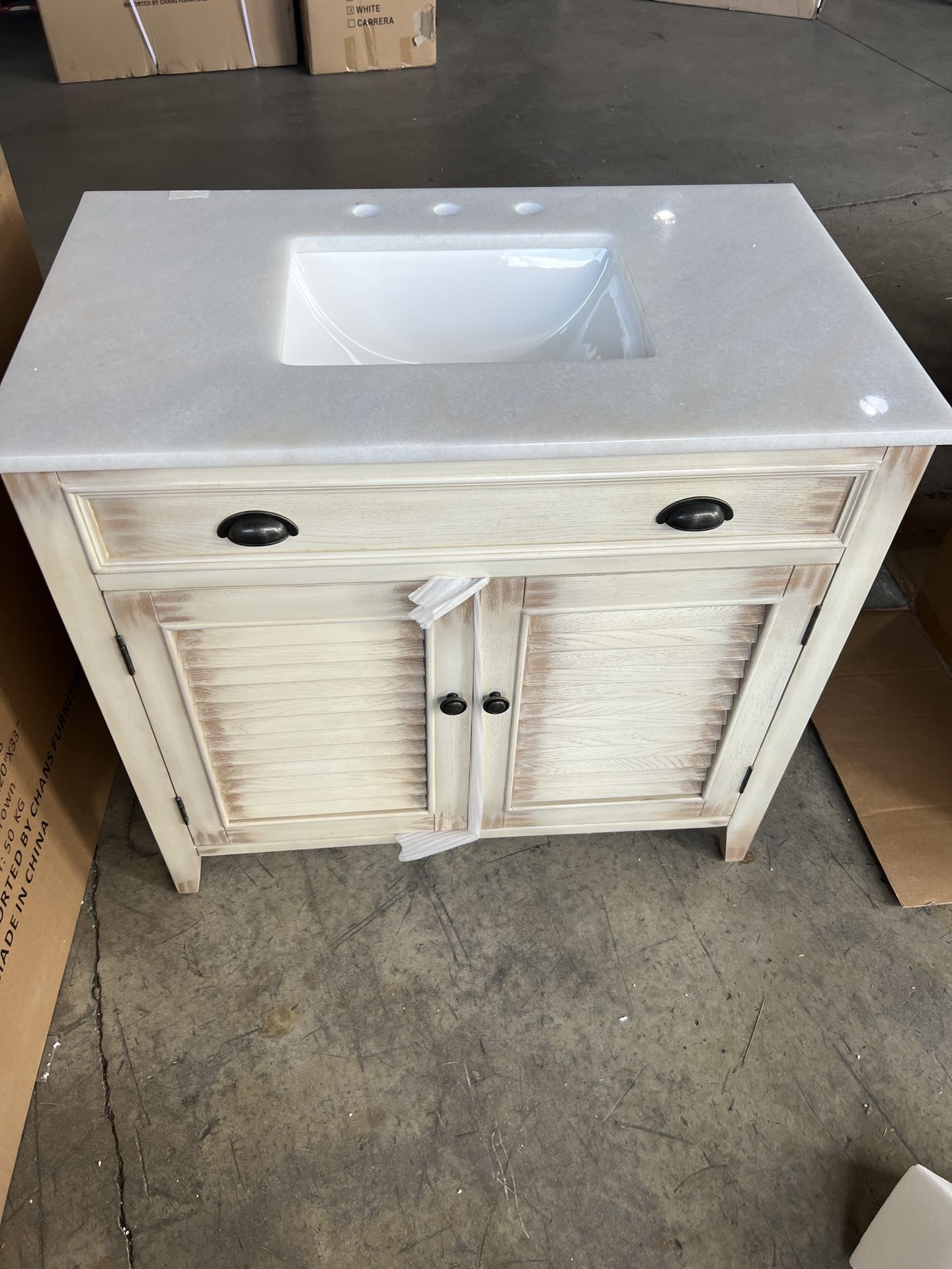 36” Distressed Farmhouse Style Bathroom Vanity